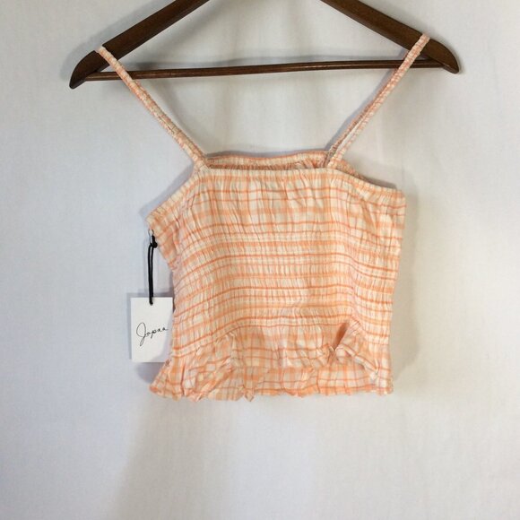 Japna Orange and White Plaid Crop Top with Midriff Elastic Size Small - Picture 4 of 8